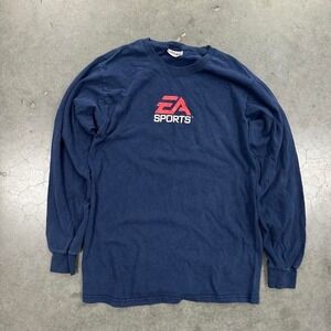2000's era EA Sports navy long sleeve logo Tee on beefy hanes Sz Sm